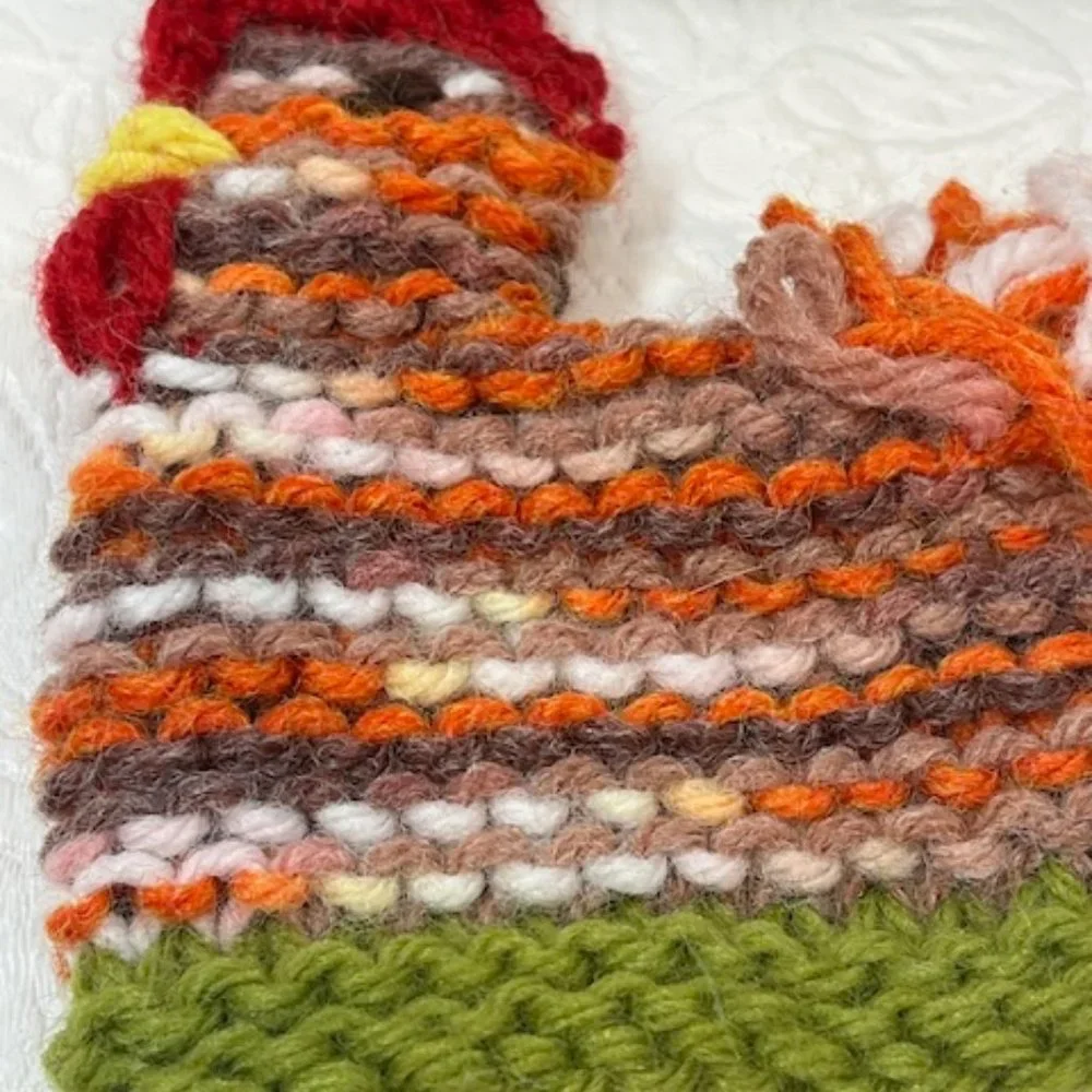 Two (2) Crocheted/Knitted Chicken/Hen Egg Cozies Covers Holder Decor 3